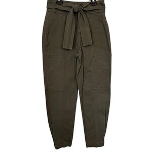 Bar III Army Green Tie Belt Button Fly Pants Size Small